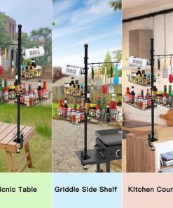 BBQ Grill Storage Organizer Griddle Caddy for Blackstone Griddle Accessories, BBQ Blackstone Accessories Storage Rack with Paper Towel Holder Outdoor Kitchen Accessories (5rd floor) 2
