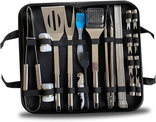 BBQ Tool Set 28pcs Stainless Steel Grill Accessories Food Clamp Fork Brush Clamp Spade