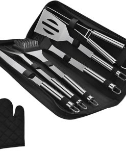 7pcs Stainless Steel BBQ Tool Set Grill Scraper Tray Accessories for Outdoor Grill