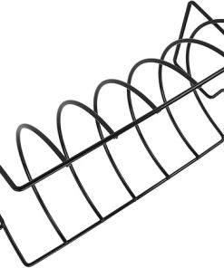 Rib Rack For Smoking, Coated Chicken Steak Roasting Stand Beef Ribs Grill Barbecue Tool Chicken Rack Roast For Charcoal Grill Smoker or Gas, Black 2