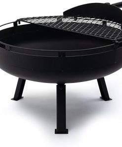 Barebones Cowboy Fire Pit 23-Inch - Open Fire Grill with Cooking Grate for Outdoor Cooking - Heavy Duty Open Grill