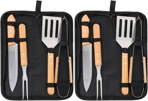 2 Sets Spatula Cutter for Kitchen and Tongs Utensils Cooking Accessories Camping Indoor Beef BBQ Fork Tools Grilling Storage Meat Kit Heavy Shovel Duty Steel Supplies Grill