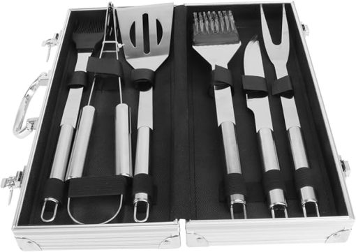 Barbecue Tool Set 6-Piece Grill Utensils Stainless Steel BBQ Tools Outdoor BBQ Accessories Easy to Store in Aluminum Case