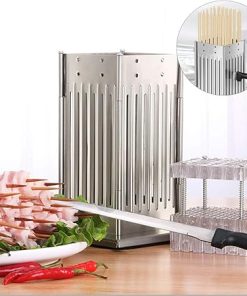 49 Holes Stainless Steel Meat Skewer Machine Kabob Maker Box BBQ Tool Beef Mutton Meat Grill Machine Beef Meat Maker Skewer Machine