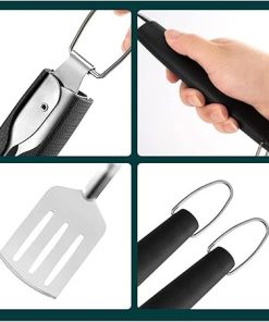 3pcs Stainless Steel Grill Utensil Set Barbecue Fork Tongs Grilling Spatula Portable Multifunction BBQ Grill Tool Kitchen Tools 2