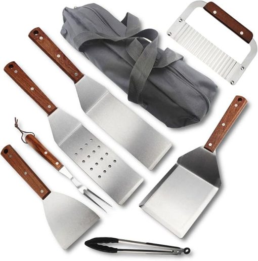 7pcs BBQ Grill Accessories,Heavy Duty BBQ Grill Tools Set with Heat Resistant Handle,Stainless Steel Grilling Accessories Kit for Camping, Kitchen Ect