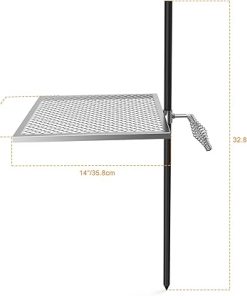 only fire Swivel Campfire Grill Adjustable Open Fire Grill Grate, Mesh Cooking Grate for Fire Pit Grilling, Outdoor Camping, Hiking 2