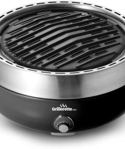 Grillerette Pro - The Smartest Portable BBQ Grill - Take Anywhere BBQ Grill - Battery Powered Fan - Anthracite Black Color