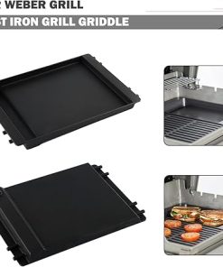 7566 Griddle Replacement Parts for Weber Genesis Griddle E-310 E-330 S-330 Grill Parts Weber Genesis 300 Series S-310 EP-310 E-320 S-320 EP-330 Cast Iron Flat Top Replacement Half Cooking Grates Plate 2
