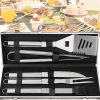 6PCS BBQ Accessories Stainless Steel Grill Tools Set,with Extra Thick Spatula, Fork, Tongs & Cleaning Brush,for Travel, Outdoor Perfect Grill Gifts for Men