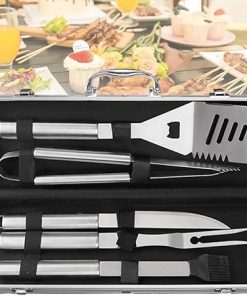 6PCS BBQ Accessories Stainless Steel Grill Tools Set,with Extra Thick Spatula, Fork, Tongs & Cleaning Brush,for Travel, Outdoor Perfect Grill Gifts for Men