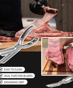 Rib Membrane Remover Stainless Steel Tool Kit, The Ultimate Rib Prep Pro Tool Membrane Remover for BBQ Enthusiasts, BBQ Ribs Preparation Skinner Tools, Ergonomic Design, Accessories (3pcs) 2