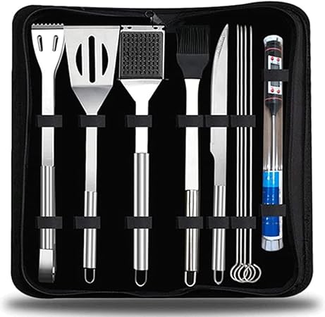 Grilling Accessories BBQ Grill Tools Set, with Thermometer 10PCS Stainless Steel Grilling Kit for Camping, Kitchen, Barbecue Utensil Gifts 2 Grilling Accessories BBQ Grill Tools Set, with Thermometer 10PCS Stainless Steel Grilling Kit for Camping, Kitchen, Barbecue Utensil Gifts - Image 2