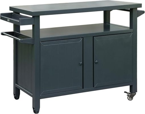 Grill Carts Outdoor Storage Cabinet with Wheels,Metal Outdoor Grill Table Kitchen Dining for Patio,Kitchen Island,Home Party,Gray