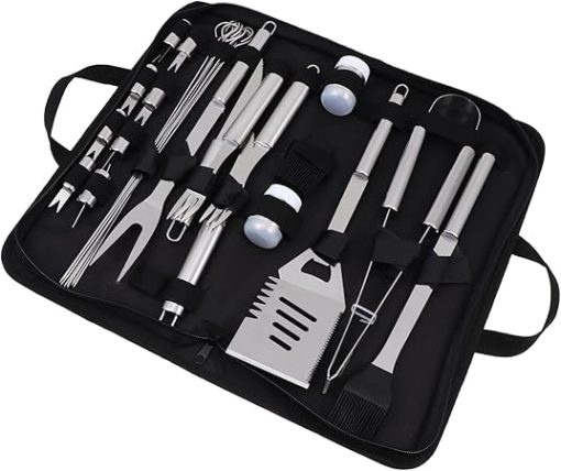 Happyyami Outdoor Grill Kit Portable BBQ Tools Set Stainless Steel and Storage Bag for Camping and Present