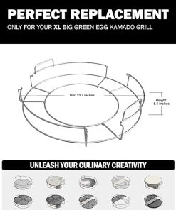 Replacement 1-Piece XL ConvEGGtorBasket Rack for Big Green Egg X-Large, BGE EGGpsnder Accessories – Easy Placement or Removal of Grill Heat Deflector or Cast Iron Plate Setter, Stainless Steel Rack 2