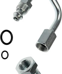 APDTY 144992 Variable Power Steering Fluid Flow Control Valve Actuator Solenoid Bypass Tube Metal Pipe w/Oring Seals (Mounts On back Of Fluid Reservoir; Replaces 19149488, 19168825)