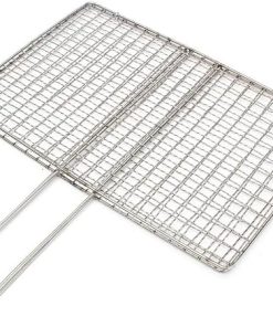 BBQ Grill Outdoor 1pcs Stainless Steel BBQ Fish Meat Net Barbecue Grill Mesh Wire Clamp Outdoor Picnic