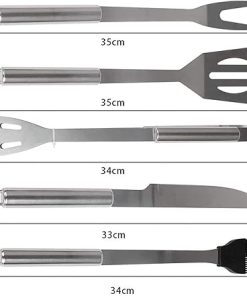 Grill Set Heavy Duty Barbecue Accessories- Grill Set 5pc Grill Tools with Spatula, Fork, Knife, Brush & BBQ Tongs – Grill Gifts for Men, Stainless Steel Grill Tools 2