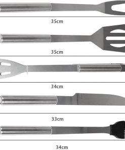 Grill Set Heavy Duty Barbecue Accessories- Grill Set 5pc Grill Tools with Spatula, Fork, Knife, Brush & BBQ Tongs – Grill Gifts for Men, Stainless Steel Grill Tools 2