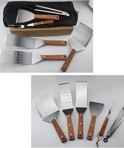 7pcs BBQ Grill Accessories,Heavy Duty BBQ Grill Tools Set with Heat Resistant Handle,Stainless Steel Grilling Accessories Kit for Smoker, Camping, Kitchen Ect 2