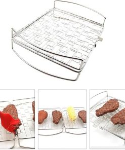 Bbq Tool Grilling Basket Basting Meat Mat Easy Clean Stainless Steel Vegetables Outdoor Portable 2