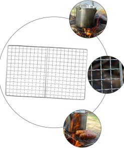 barbeque grill outdoor,3 Pcs Stainless Steel Grill Hibachi Grill Portable Grills Portable Grill Stand Grilling Grid Fish Grill Rack Barbecue Grids Barbecue Grid Mat Camping Barbecue Net Reusable Net C 2