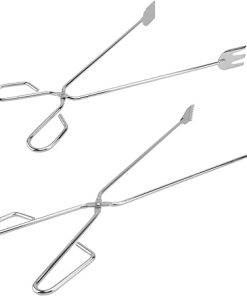 2Pcs Extended Charcoal Clamp Sturdy Flat Head Tongs for Outdoor Grilling Heavy Duty Ergonomic Handle for Firewood and Charcoal