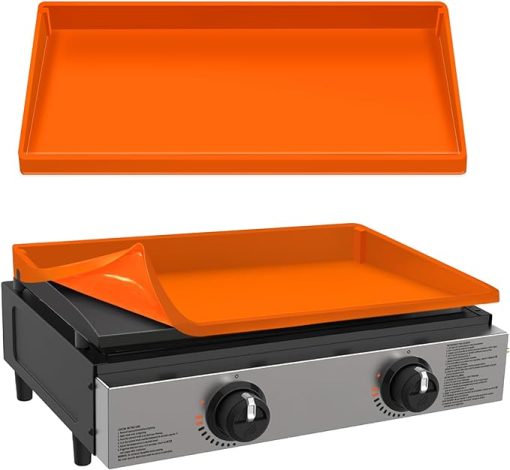 Full-edge 22" Silicone Griddlle Cover Mat - Silicone Tool Mat - Griddle Grease Cup Liners with Gate: 3 in 1 Grill Accessories for Blackstone - Image 2