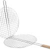 Stainless Steel Round Grill Basket with Wooden Handle Outdoor Barbecue Accessory Fish Meat Grilling Rack Easy to Clean Versatile Cooking Rack