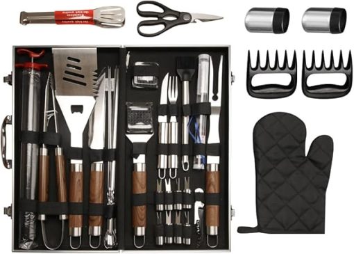 Grilling Accessories,38-Piece, Grill Set, Heavy Duty Stainless Steel, BBQ Tools, Aluminum Case, Apron, Best Gifts for Men