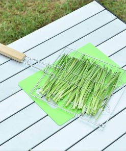 MaGiLL Home Barbecue Grilling Basket,Grilled Fish Clip Stainless Steel Home Tool Accessories with Handle Barbecue Sign Net 2