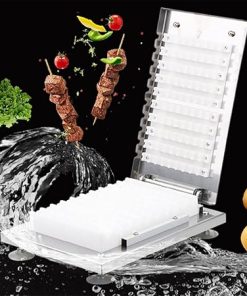 Barbecue Skewers Meat Skewer Tool, Multifunction Stainless Steel Barbecue Meat Skewer Machine, Vertical Shish Skewer Device Box, for Home Kitchens Commercial Restaurants Outdoor Picnic 2