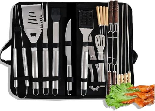 20PCS Professional Stainless Steel Grill Accessories Set for Men, Heavy Duty BBQ Grill Tools Set, Grilling Accessories Kit with Storage Bag - Complete BBQ Kit for Outdoor