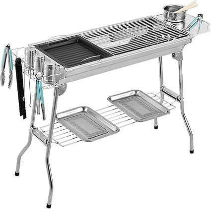 Grills Barbecue Set Outdoor Home Multifunctional Stainless Steel Folding Barbecue Portable People BBQ Party BBQ Accessories Tools 2 Grills Barbecue Set Outdoor Home Multifunctional Stainless Steel Folding Barbecue Portable People BBQ Party BBQ Accessories Tools - Image 2