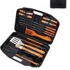 BBQ Utensil Tool Set, Reinforced BBQ Tongs, 17 Piece Stainless Steel BBQ Grilling Accessories with Aluminum Storage Box - Complete Outdoor BBQ Kit for Dad, Birthday Gift for Men Dad