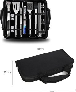 20 PCS BBQ Grill Accessories Tools Set,Stainless Steel Grilling Tools,Barbeque Grill Accessories for Outdoor with Thermometer Storage Bag,for Picnic Bonfire,Backyards Garden Easy to Carry 2