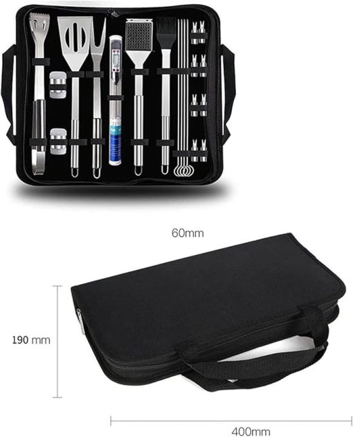 20 PCS BBQ Grill Accessories Tools Set,Stainless Steel Grilling Tools,Barbeque Grill Accessories for Outdoor with Thermometer Storage Bag,for Picnic Bonfire,Backyards Gar - Image 2