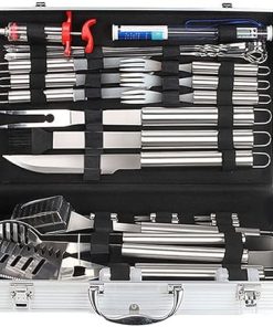 Grill Set BBQ Tools Grilling Tools Set Gifts for Men, 32PCS Stainless Steel Grill Accessories with Aluminum Case,Thermometer,for Camping/Backyard Barbecue
