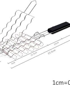 Grill Basket 21.85 x 4.72in,Non-stick Kebab Grill Basket， Stainless Steel Grill Tools, Grill Accessories, Grill Rack, Vegetable Meat, Steak, Shrimp Skewers, Stainless Steel Grill Tools 2