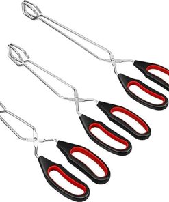 Cooking Tongs BBQ Tools BBQ Pliers BBQ Food Tongs Long Handle Scissors BBQ Bread Clips Kitchen Grill Tongs BBQ Accessories (Small) 2