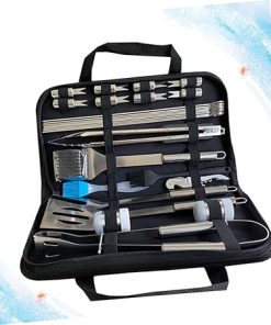 SUPVOX Barbecue Tools 28pc Grill Cooking Accessories BBQ Brush Fork Clamp Set with Bag 2