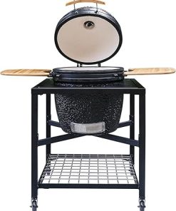CANDANA Modular Nest Frame for Large Big Green Egg, Rolling Cart for Big Green Egg Large Table Nest Frame Kamado Joe Grill Stand with Wheel Stainless Steel Outdoor Grilling Accessory 2