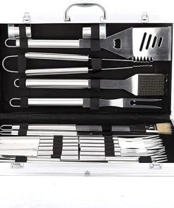 BBQ Grill Accessories Set, Stainless Steel Grilling Accessories for Outdoor Camping, with Storage Box Complete BBQ Tools for Camping