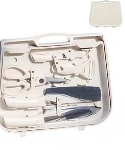 6 Piece Heavy Duty BBQ Grilling Tool Set with Extra Thick Stainless Steel Chopping Blade and Fruit Knife - Complete BBQ Accessories Set with Carrying Case - Perfect BBQ Gift for Men