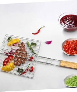 3sets Grilling Net for Barbecue Fish Basket Clip Barbecue Tool Mesh Wire Clamp for Outdoor Cooking 2pcs*3 2
