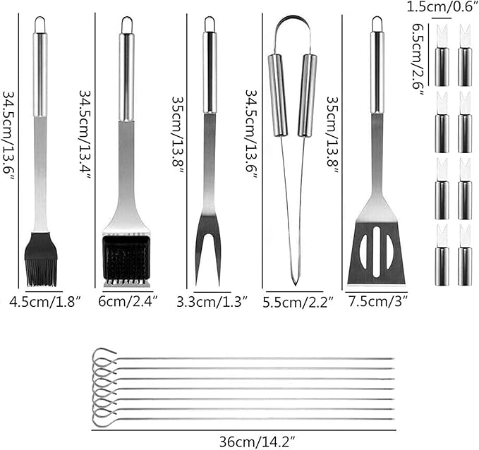 Grilling Accessories BBQ Grill Tools Set, 13PCS Stainless Steel Grilling Kit for Smoker, Camping, Kitchen, Barbecue Utensil Gifts for Men Women with Thermometer and Meat Injector 2 Grilling Accessories BBQ Grill Tools Set, 13PCS Stainless Steel Grilling Kit for Smoker, Camping, Kitchen, Barbecue Utensil Gifts for Men Women with Thermometer and Meat Injector - Image 2