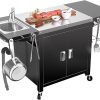 3-Tier Stainless Steel Mobile Pizza Oven Cart with Prep Station – Heavy-Duty Outdoor/Indoor Kitchen Cart Compatible with Ooni, Blackstone, Cuisinart Grills & Pizza Ovens (31.5″ W x 31.5″ D x 35.4″ H) 3