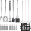 Grill Tool Set, Generic BBQ Tool Set 3pc Grill Accessories with Spatula, Fork, Clamp – Gifts for Dad Durable, Stainless Steel Grill Tools 3