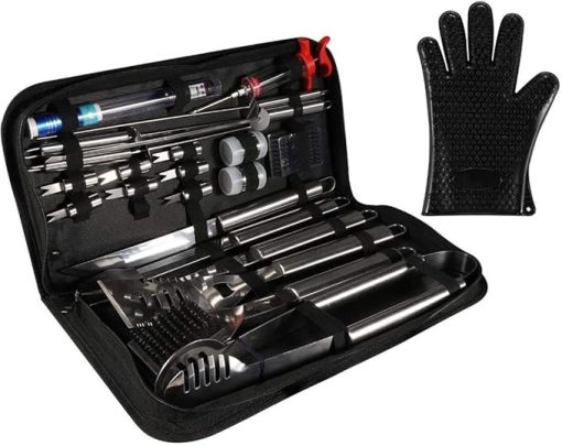25pcs Griddle Accessories Kit, BBQ Flat Top Grill Accessories Set Outdoor Camping Heavy Duty Stainless Steel Spatulas Barbecue Tools Set Cooking Utensils Set
